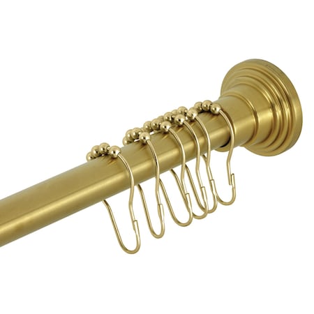 Kingston Brass 6072 Stainless Steel Adjustable Tension Shower Curtain Rod with Rings, Brushed Brass SCC2717